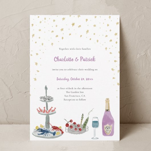 Aquarelle dessinée à la main Faire-part de mariage