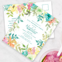 Aquarelle d'été Floral 21e Invitation d'anniversai