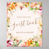 aquarelle d'été jardin fleuri Mariage livre d'or (Devant)