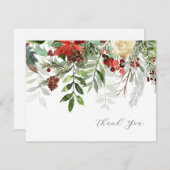 Aquarelle d'hiver Floral verdure Merci Cartes (Devant / Derrière)