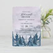 Aquarelle d'hiver moderne Forêt Bleu Invitation (Debout devant)