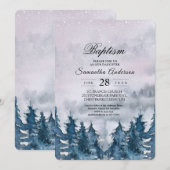 Aquarelle d'hiver moderne Forêt Bleu Invitation (Devant / Derrière)