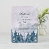 Aquarelle d'hiver moderne Forêt Bleu Invitation (Debout devant)