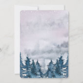 Aquarelle d'hiver moderne Forêt Bleu Invitation (Dos)