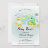 Aquarelle Dino, Gâteau, Présente Invitation (Devant)