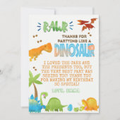 Aquarelle Dinosaur Carte de remerciements d'annive (Devant)