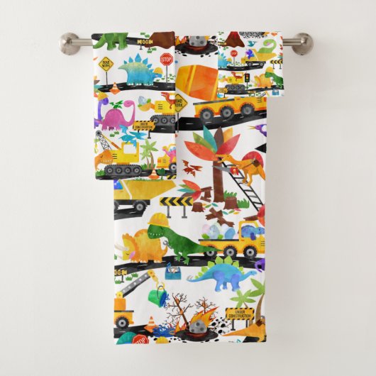 Aquarelle Dinosaure Construction Enfants mignonnes (En situation)