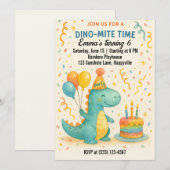 Aquarelle Dinosaure Invitation Anniversaire Pour E (Devant / Derrière)