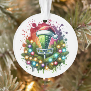 Aquarelle Disque Golf Thème Noël Personnalisé