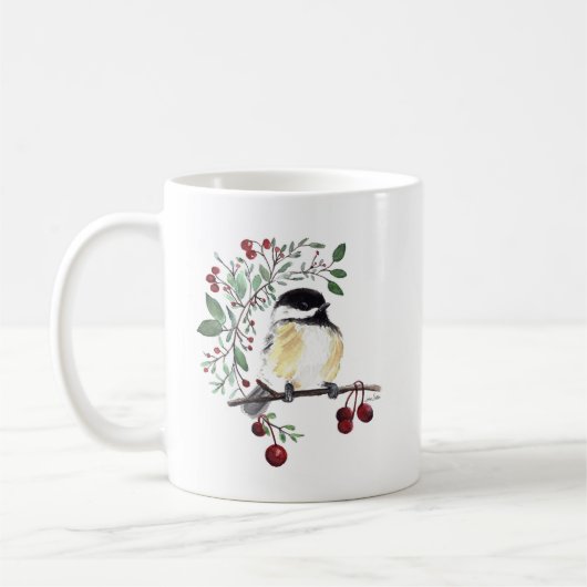 Aquarelle d'Oiseau de poulet mignonne Mug de café (Gauche)