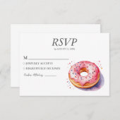 Aquarelle Donut RSVP Card Mariage Doughnut douce (Devant / Derrière)