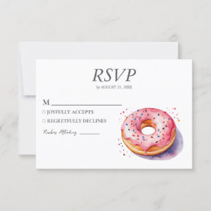 Aquarelle Donut RSVP Card Mariage Doughnut douce