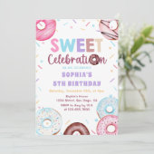 Aquarelle Donut Sweet Anniversaire Fête Invitation (Debout devant)