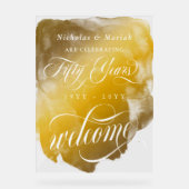 Aquarelle d'or 50e anniversaire Mariage Bienvenue (Recto)