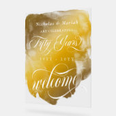 Aquarelle d'or 50e anniversaire Mariage Bienvenue (Angle)