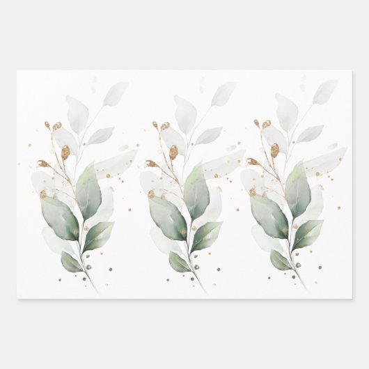 Aquarelle d'or du feuillage feuille (Devant 3)