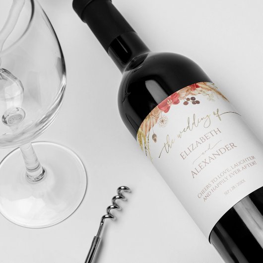 Aquarelle dorée Boho Floral Mariage Étiquette de v