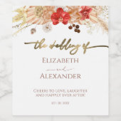 Aquarelle dorée Boho Floral Mariage Étiquette de v (Étiquettes simples)