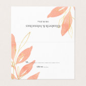 Aquarelle dorée Floral Mariage Cartes de table (Extérieur déplié)