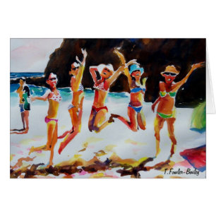Aquarelle d'original de carte de bikinis et de
