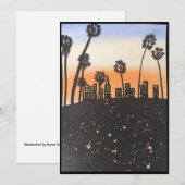 Aquarelle d'origine des palmiers sur carte blanche (Devant / Derrière)