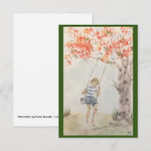 Aquarelle d'origine sur carte blanche (Devant / Derrière)