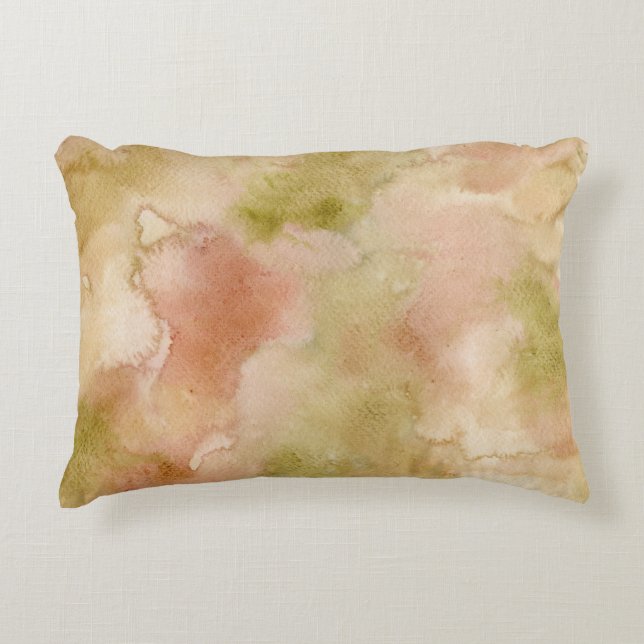 Aquarelle douce Coussin Abstrait Vert (Devant)