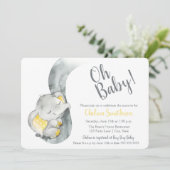 Aquarelle douce Eléphant Baby shower Invitation (Debout devant)