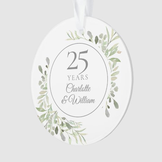 Aquarelle douce Feuilles 25e anniversaire (devant)