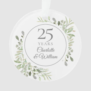 Aquarelle douce Feuilles 25e anniversaire
