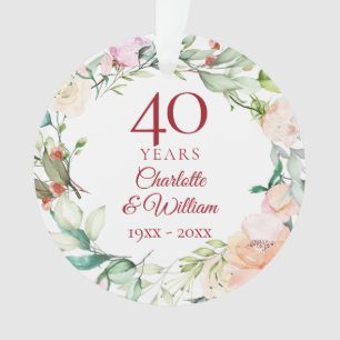 Aquarelle douce Feuilles 40e anniversaire Photo