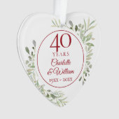 Aquarelle douce Feuilles 40e anniversaire Photo (devant)