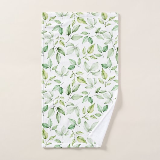 Aquarelle douce Feuilles verts (Serviette à main)