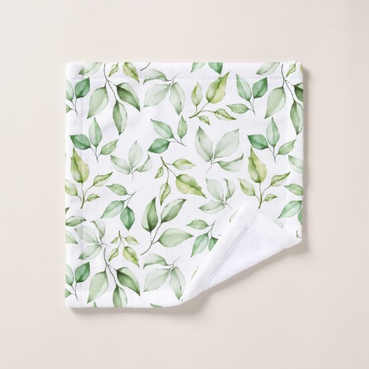 Aquarelle douce Feuilles verts (Gant de toilette)