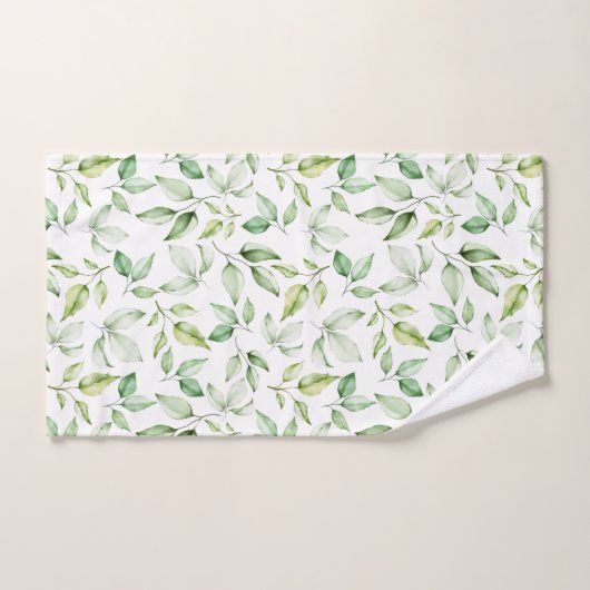 Aquarelle douce Feuilles verts (Serviette à main)