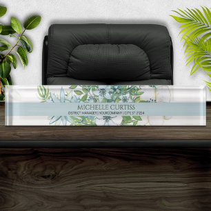 Aquarelle douce Floral Personnalisé Plaque de nom