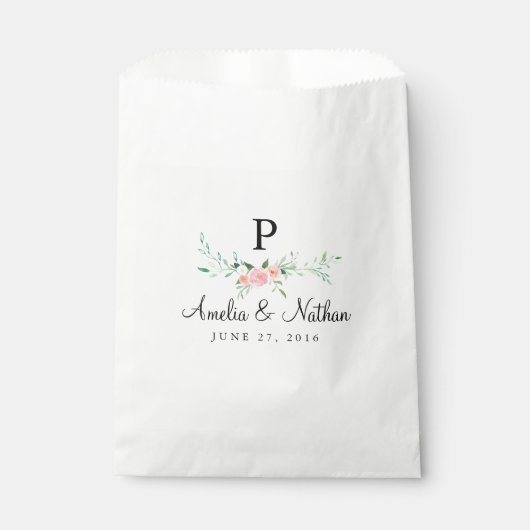 Aquarelle douce Floral Rose Faveur Sacs (Devant)