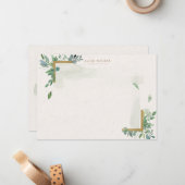 Aquarelle douce Gold Greenery Carte de papier à le (Devant/Arrière en situation)