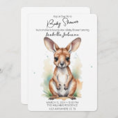Aquarelle douce Kangaroo Baby shower Invitation (Devant / Derrière)