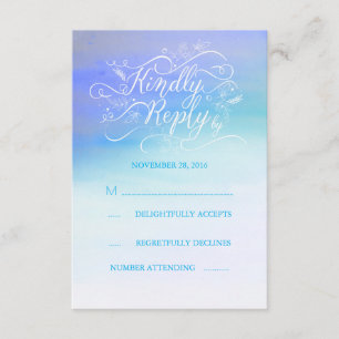 Aquarelle douce moderne bleu mariage carte RSVP