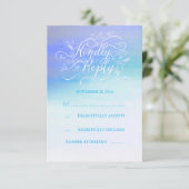 Aquarelle douce moderne bleu mariage carte RSVP (Debout devant)