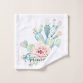 Aquarelle douce Pastel Blooming Cactus  (Gant de toilette)