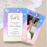 Aquarelle douce pastel photo Sweet 16 Invitation<br><div class="desc">Célébrez la journée spéciale de votre fille avec cette invitation inspirée du pastel. Vous pouvez customiser la photo à n'importe quelle de votre fille pour wow votre invité.</div>