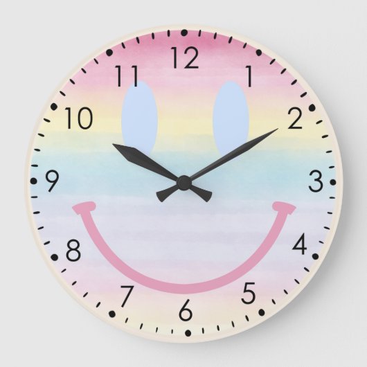 Aquarelle douce Pastel Rainbow Smile Horloge mural (Recto)