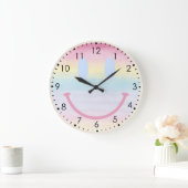 Aquarelle douce Pastel Rainbow Smile Horloge mural (Maison)