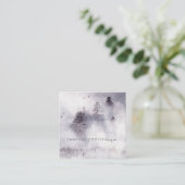 Aquarelle douce Serene Arbres Carte de visite bleu (Debout devant)