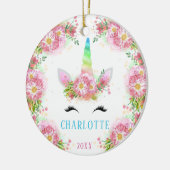 Aquarelle douce Unicorne ornement de Noël (Gauche)