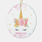 Aquarelle douce Unicorne ornement de Noël (Gauche)