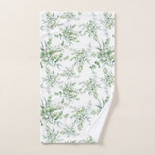Aquarelle douce Vert Feuille Ensemble de serviette (Serviette à main)