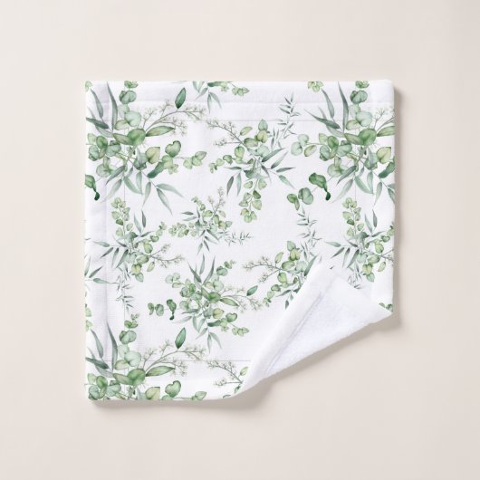 Aquarelle douce Vert Feuille Ensemble de serviette (Gant de toilette)